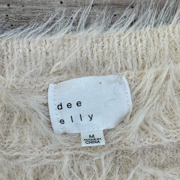 dee elly cropped vneck fuzzy sweater with bell sleeves - Picture 14 of 14